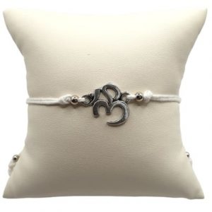 Bracelet blanc Aum argenté