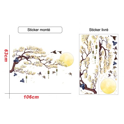 Sticker Fleurs de Prunier au Clair de Lune – Image 3