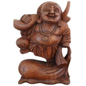 Statue Bouddha de la Joie en Suar 30cm