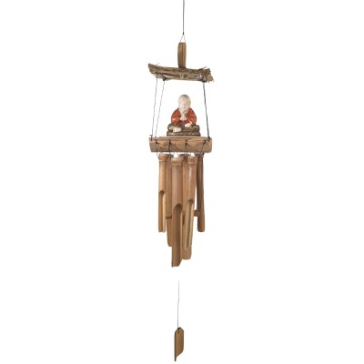 Carillon Bambou Bouddha de la Prière rouge et or – Image 2