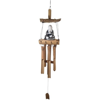 Carillon Bambou Bouddha de la Prière argent et blanc – Image 2
