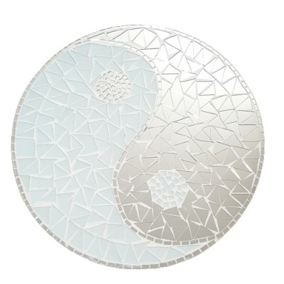 Miroir Yin Yang MosaÏque blanc 40cm – Image 2