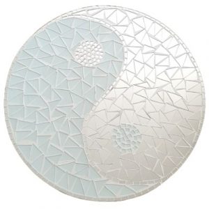 Miroir Yin Yang MosaÏque blanc 40cm