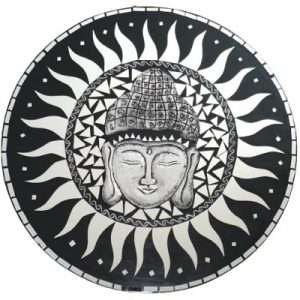 Miroir Mosaïque Bouddha argenté 60cm
