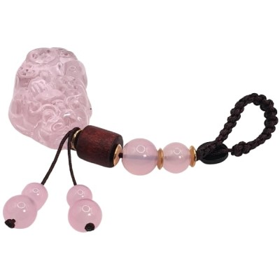 Porte Clés Pi Yao en Cristal rose – Image 2