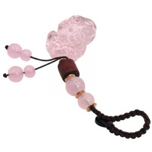 Porte Clés Pi Yao en Cristal rose