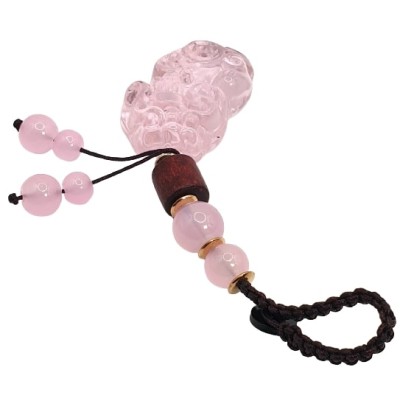 Porte Clés Pi Yao en Cristal rose