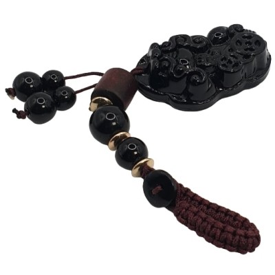 Porte Clés Pi Yao Protecteur en Obsidienne noire – Image 3