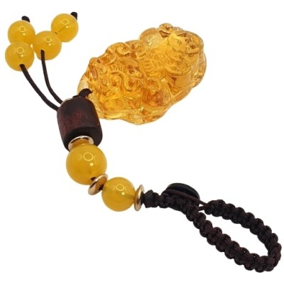 Porte Clés Pi Yao en Cristal jaune – Image 3