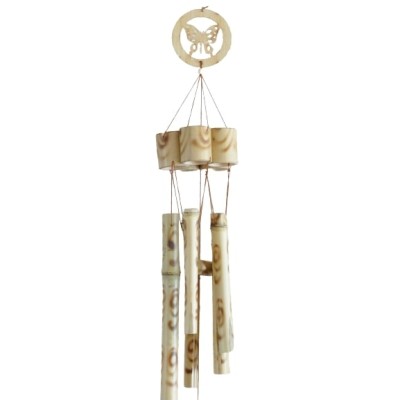 Carillon Papillon Bambou beige 5 Branches