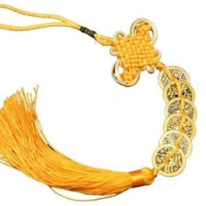 6 pieces monnaie noeud sans fin jaune feng shui