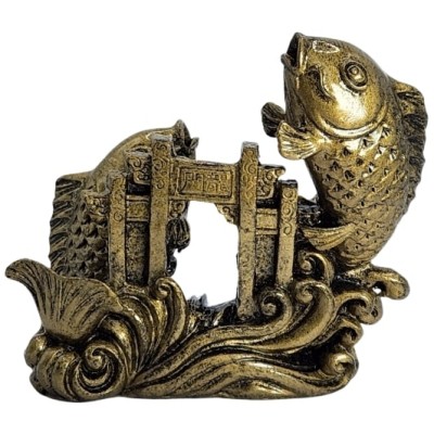 Statue Poissons Carpes passant la Porte du Dragon bronze – Image 2
