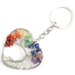 Porte Clés Arbre de Vie Coeur des 7 Chakras