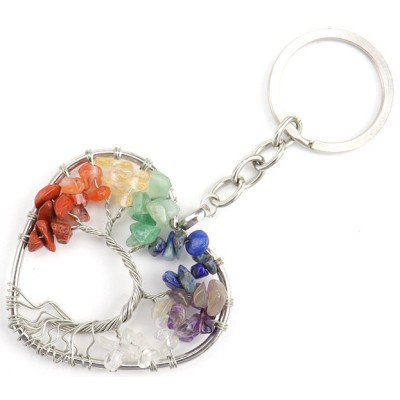 Porte Clés Arbre de Vie Coeur des 7 Chakras