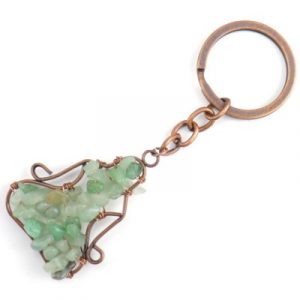 Porte Clés Yogi rosé Chakras en Aventurine verte
