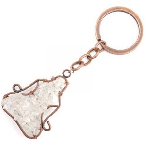 Porte Clés Yogi rosé Chakras en Cristal de roche