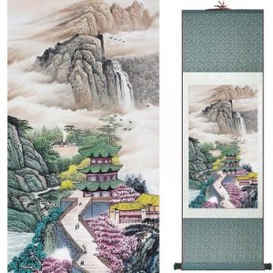 Kakemono Pagode au Pied de la Montagne
