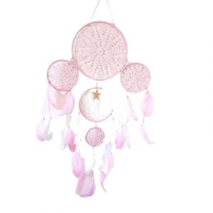 Attrape Rêves rose Lune, Etoile