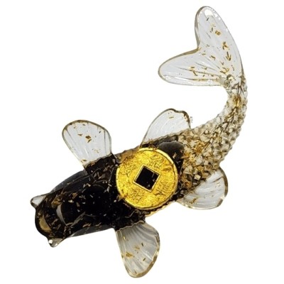 Figurine Poisson Carpe en Obsidienne noire – Image 3