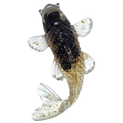 Figurine Poisson Carpe en Obsidienne noire