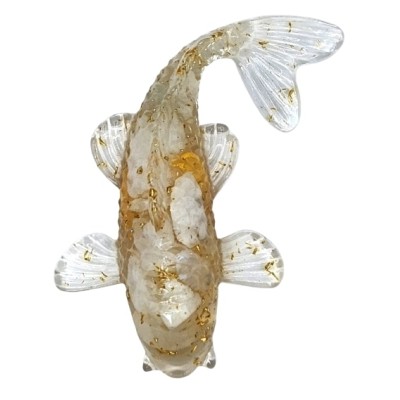 Figurine Poisson Carpe en Howlite blanche – Image 2