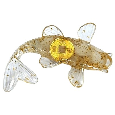 Figurine Poisson Carpe en Howlite blanche – Image 3