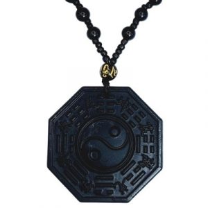 Suspension Bagua Yin Yang Obsidienne noire