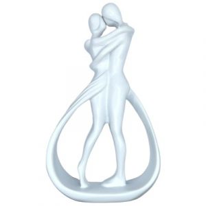 Statue Couple Amoureux Passionnés blanc