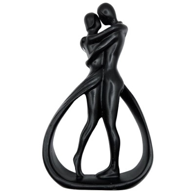 Statue Couple Amoureux Passionnés noir