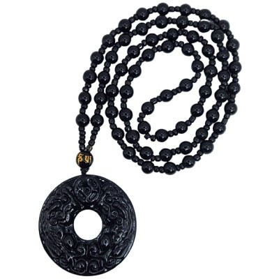 Suspension Double Pi Yao en Obsidienne noire – Image 2