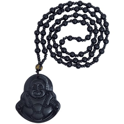 Suspension Bouddha Rieur Obsidienne noire – Image 2