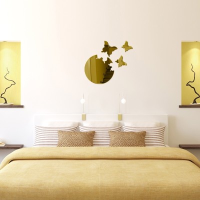 Grand Sticker Miroirs Envolée de Papillons doré – Image 3