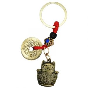 Porte Clés 5 Pièces de l'Empereur, Maneki Neko