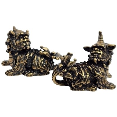 Paire de Statues Chi Lin cuivre – Image 3