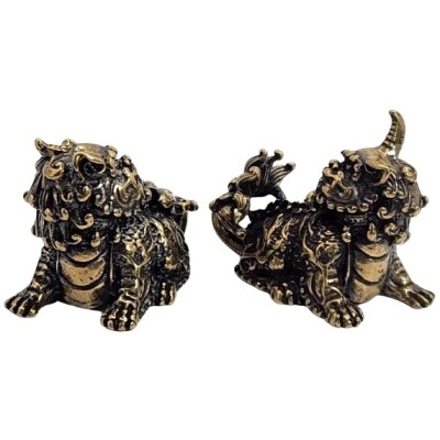 Paire de Statues Chi Lin cuivre – Image 2