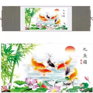 Kakemono Poissons Carpes Koi Célestes