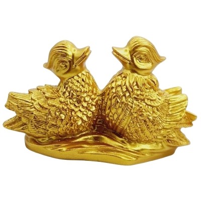 Statue Couple de Canards Mandarins doré – Image 3