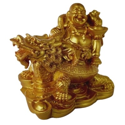 Statue Bouddha sur Tortue Dragon dorée – Image 3