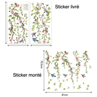 Sticker Arbres Fleuris Oiseaux – Image 3
