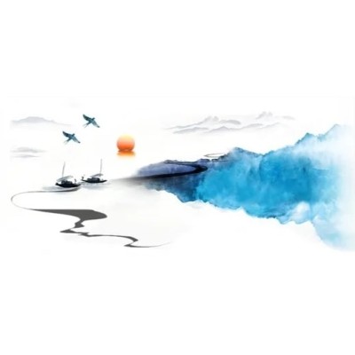 Sticker Paysage bleu Aquarelle – Image 2