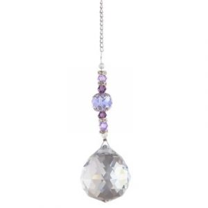 Suspension Cristal Facettes 30mm Sphère Lumière violette