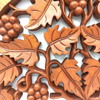 Panneau Décoratif Sculpté Arbre de Vie aux Raisins 40cm – Image 2