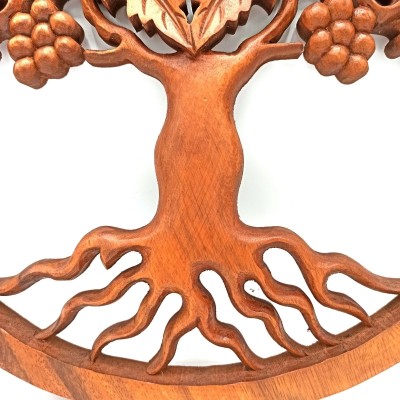 Panneau Décoratif Sculpté Arbre de Vie aux Raisins 40cm – Image 3