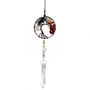 Suspension Arbre de Vie des 7 Chakras, Cristaux à Facettes