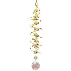 Suspension Spirale dorée Cristal à Facettes 30mm