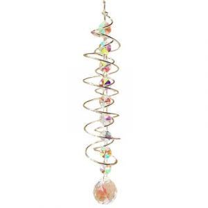 Suspension Spirale argentée Cristal à Facettes 30mm
