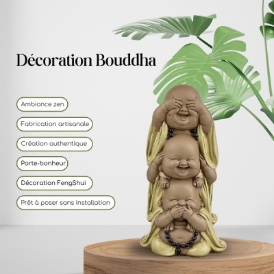Grande Statue 3 Bouddhas Rieurs de Sagesse – Image 3