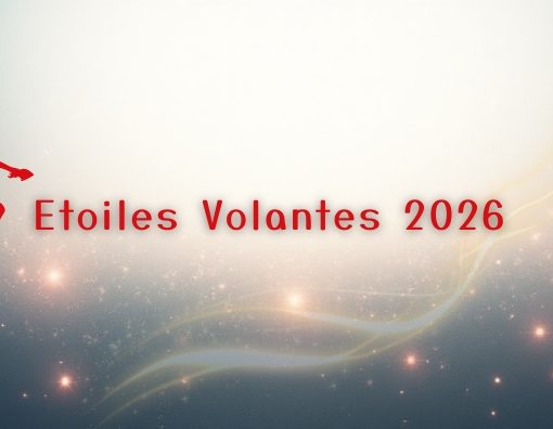 illustration des étoiles volantes 2026 avec le cheval de feu, sur fond étoilé avec lignes d'énergie vitale.