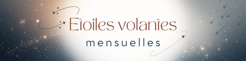 visuel présentant les étoiles volantes mensuelles feng shui, fond lumineux étoilés avec vague d'énergie