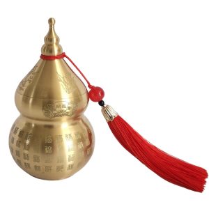gourde Wu Lou de la longévité Feng Shui en laiton doré symbole de santé et prospérité